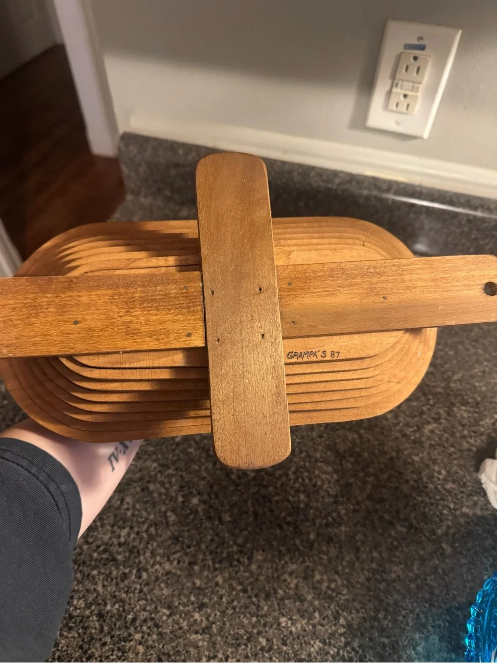 VTG Folding Wooden Fruit Basket Expandable Accordion Basket Decor